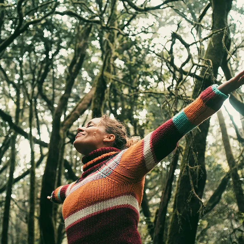 A lady outside in nature