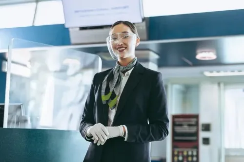 Airline staff during covid concept 