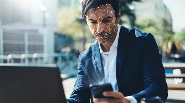 Businessman - face recognition concept