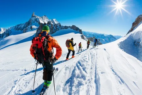 Skiers at the top of a mountain